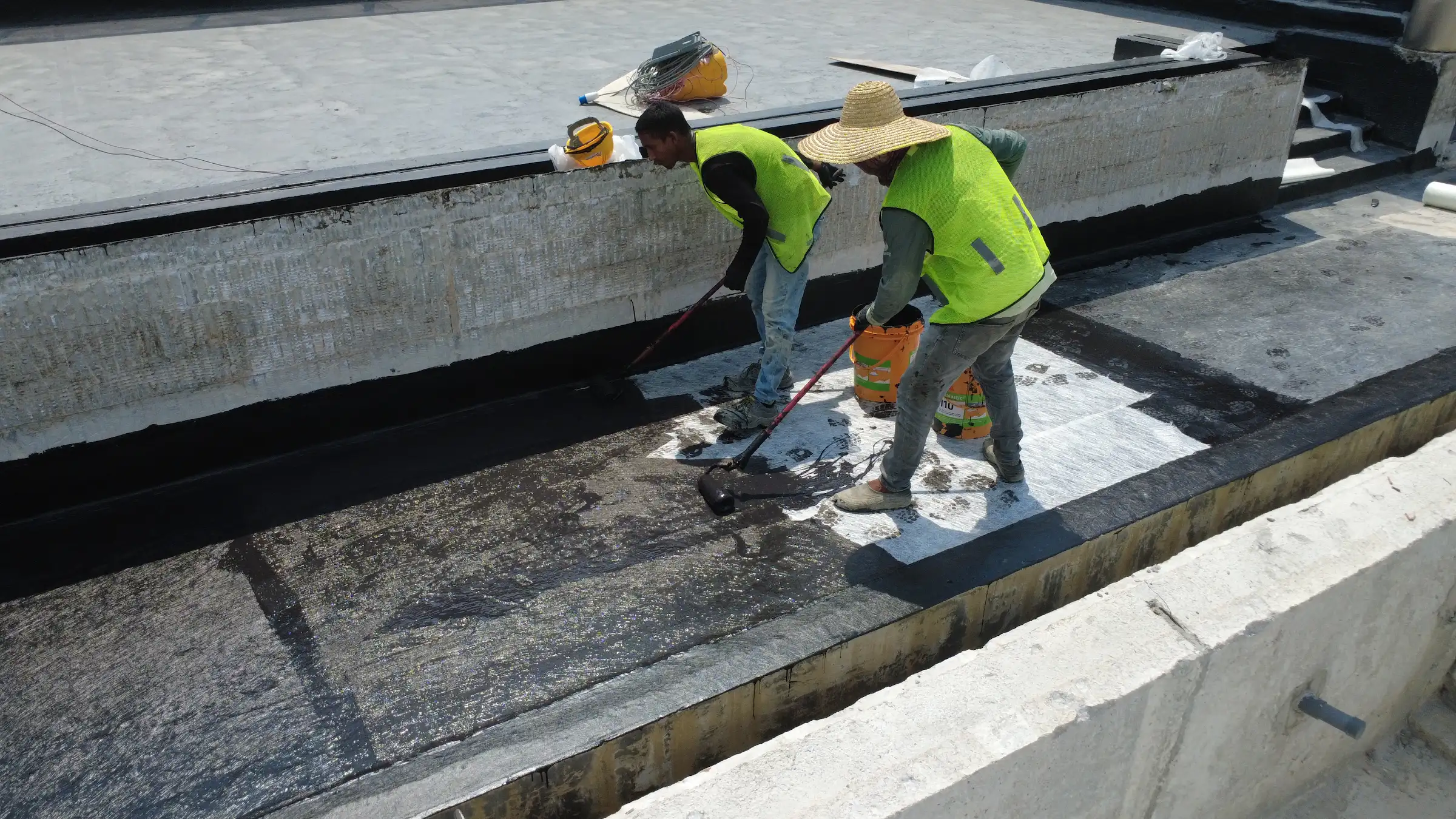 Waterproofing installation on a Malaysian rooftop project
