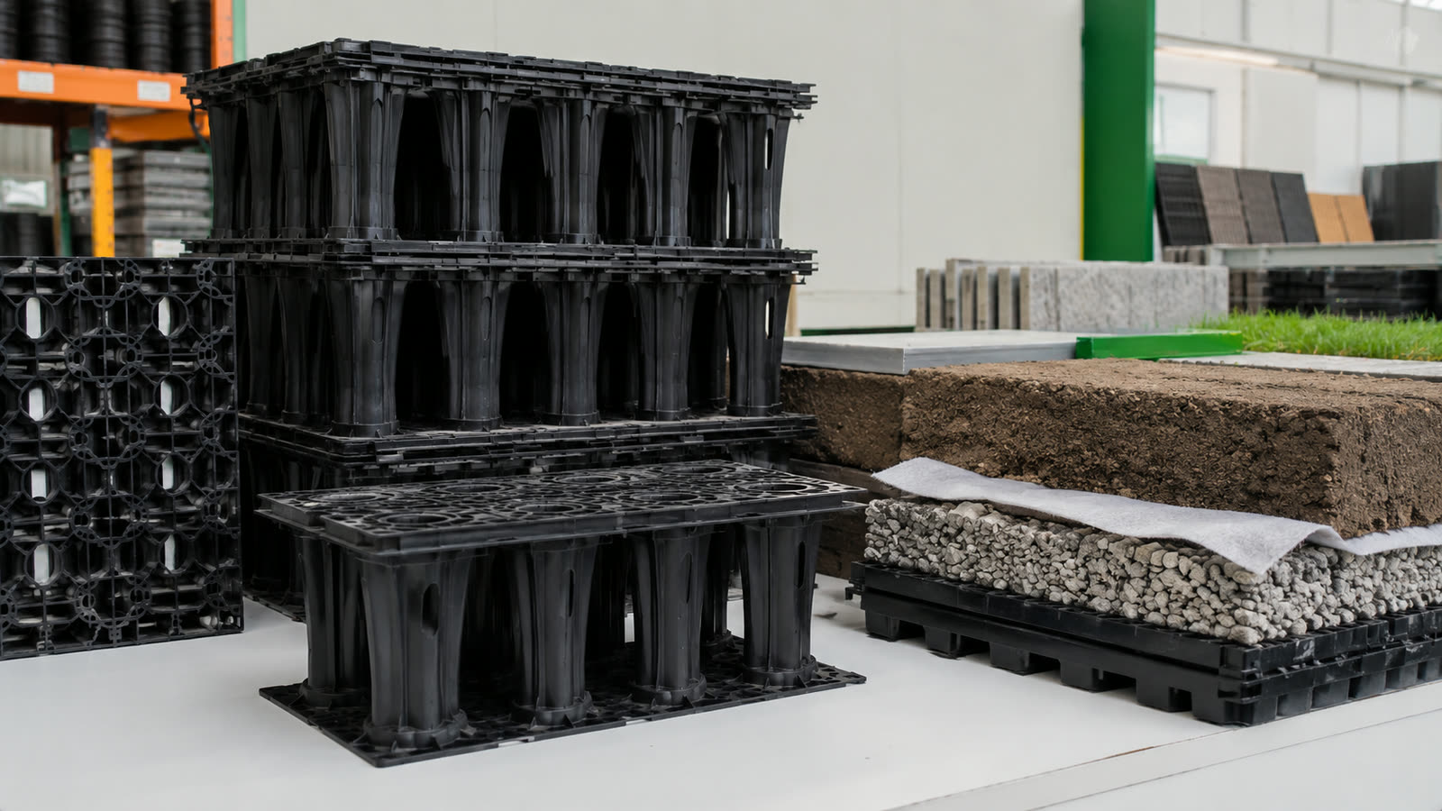 ELMICH drainage cell and urban greening materials